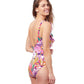 Back View Of Profile By Gottex Tropikaia V-Neck Surplice Ruffle One Piece Swimsuit | PROFILE TROPIKAIA