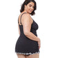 Back View Of Profile By Gottex Enya V-Neck Swimdress | PROFILE ENYA BLACK AND WHITE