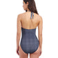 Alternate Back View of Profile By Gottex Flores Deep V Halter One Piece Swimsuit | PROFILE FLORES