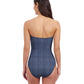 Back View of Profile By Gottex Isabelle Embroidered Bandeau One Piece Swimsuit | PROFILE ISABELLE