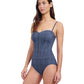 Side View of Profile By Gottex Isabelle Embroidered Bandeau One Piece Swimsuit | PROFILE ISABELLE