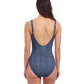 Back View of Profile By Gottex Isabelle Embroidered Square Neck One Piece Swimsuit | PROFILE ISABELLE