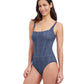 Side View of Profile By Gottex Isabelle Embroidered Square Neck One Piece Swimsuit | PROFILE ISABELLE