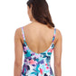 Back View of Profile By Gottex Holi Ruffle V-Neck Surplice Tankini Top | PROFILE HOLI BLUE