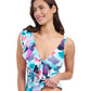 Side View of Profile By Gottex Holi Ruffle V-Neck Surplice Tankini Top | PROFILE HOLI BLUE