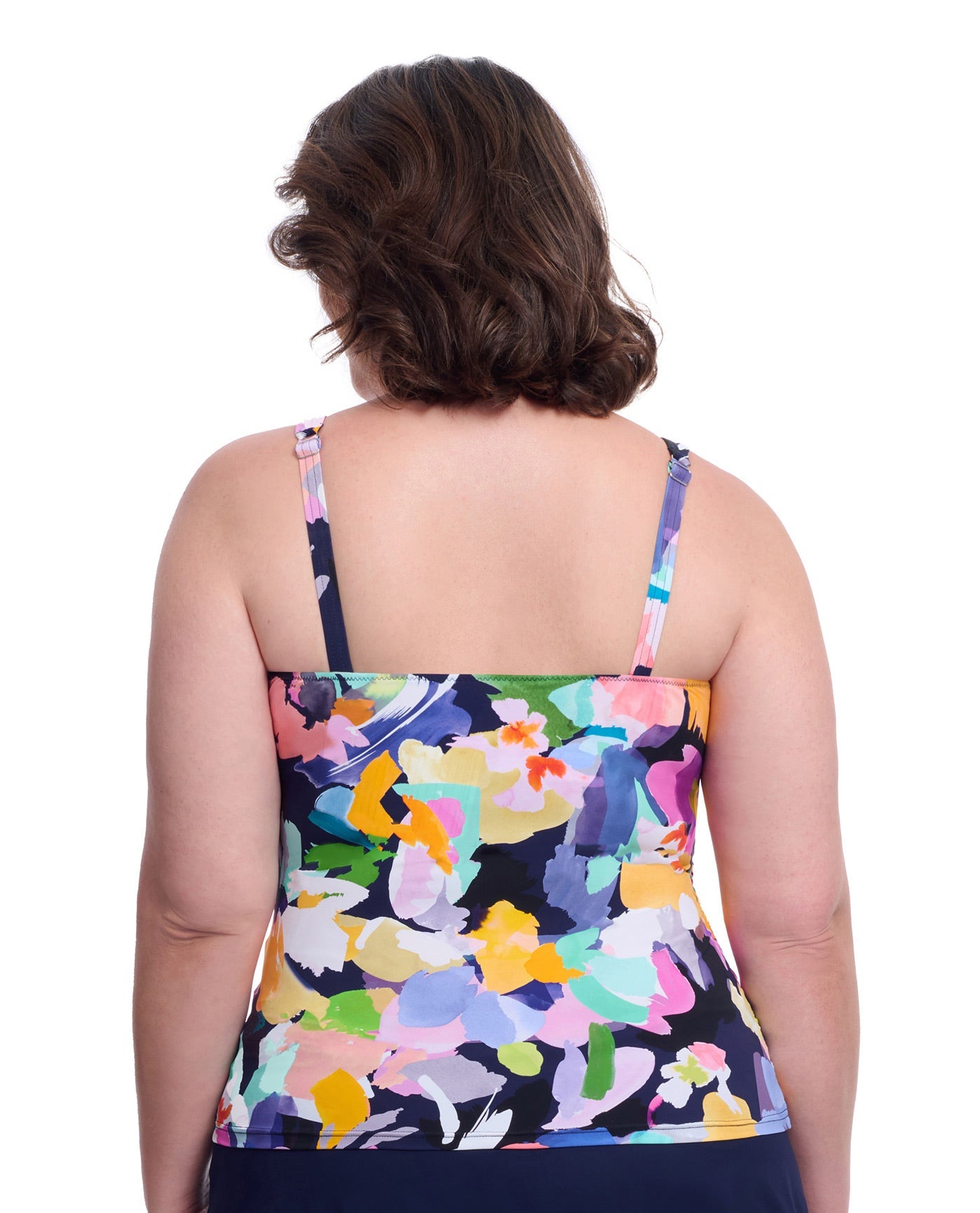 Back View of Profile By Gottex Holi Plus Size Underwire Bandeau Swimdress | PROFILE HOLI MULTI