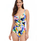 Front View of Profile By Gottex Holi V-Neck Surplice One Piece Swimsuit | PROFILE HOLI MULTI