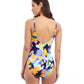 Back View of Profile By Gottex Holi V-Neck Surplice One Piece Swimsuit | PROFILE HOLI MULTI