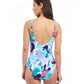 Back View of Profile By Gottex Holi V-Neck Surplice One Piece Swimsuit | PROFILE HOLI BLUE