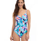 Front View of Profile By Gottex Holi V-Neck Surplice One Piece Swimsuit | PROFILE HOLI BLUE