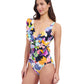 Side View of Profile By Gottex Holi V-Neck Surplice Ruffle One Piece Swimsuit | PROFILE HOLI MULTI