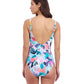 Back View of Profile By Gottex Holi V-Neck Surplice Ruffle One Piece Swimsuit | PROFILE HOLI BLUE