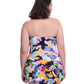 Back View of Profile By Gottex Holi Plus Size Underwire Bandeau Swimdress | PROFILE HOLI MULTI