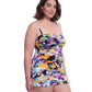 Side View of Profile By Gottex Holi Plus Size Underwire Bandeau Swimdress | PROFILE HOLI MULTI