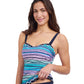 Side View of Profile By Gottex Harmony D-Cup Shirred Underwire Tankini Top | PROFILE HARMONY BLUE