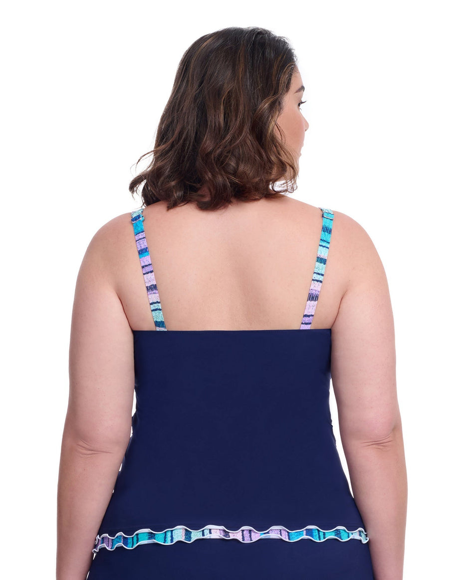 Profile By Gottex Women's Plus Tempo Ruffle Trim Side Slit Cinch Swim Skirt