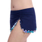 Side View of Profile By Gottex Harmony Plus Size Side Slit Cinch Swim Skirt | PROFILE HARMONY NAVY