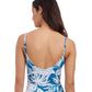 Back View of Profile By Gottex Malaya Fringe Surplice Tankini Top | PROFILE MALAYA TEAL AND WHITE