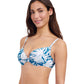 Side View of Profile By Gottex Malaya D-Cup Push Up Underwire Bikini Top | PROFILE MALAYA TEAL AND WHITE