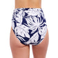 Back View of Profile By Gottex Malaya Shirred High Waist Tankini Bottom | PROFILE MALAYA NAVY AND WHITE