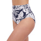 Side View of Profile By Gottex Malaya Shirred High Waist Tankini Bottom | PROFILE MALAYA NAVY AND WHITE