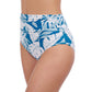 Side View of Profile By Gottex Malaya Shirred High Waist Tankini Bottom | PROFILE MALAYA TEAL AND WHITE