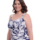 Side View of Profile By Gottex Malaya Plus Size Sweetheart Underwire Tankini Top | PROFILE MALAYA NAVY AND WHITE