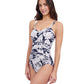 Side View of Profile By Gottex Malaya D-Cup Sweetheart Underwire One Piece Swimsuit | PROFILE MALAYA NAVY AND WHITE