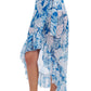 Side View of Profile By Gottex Malaya Ruffled High Low Cover Up Wrap Skirt | PROFILE MALAYA TEAL AND WHITE