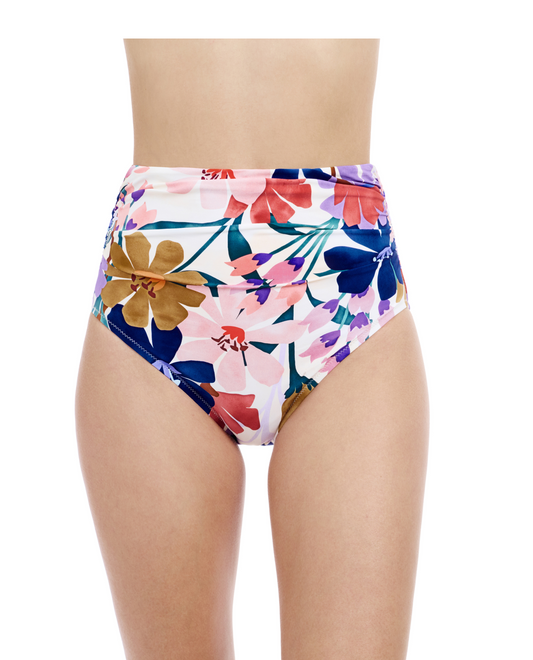 Front View Of Profile By Gottex Melody Shirred High Waist Bottom | Profile Melody Multi