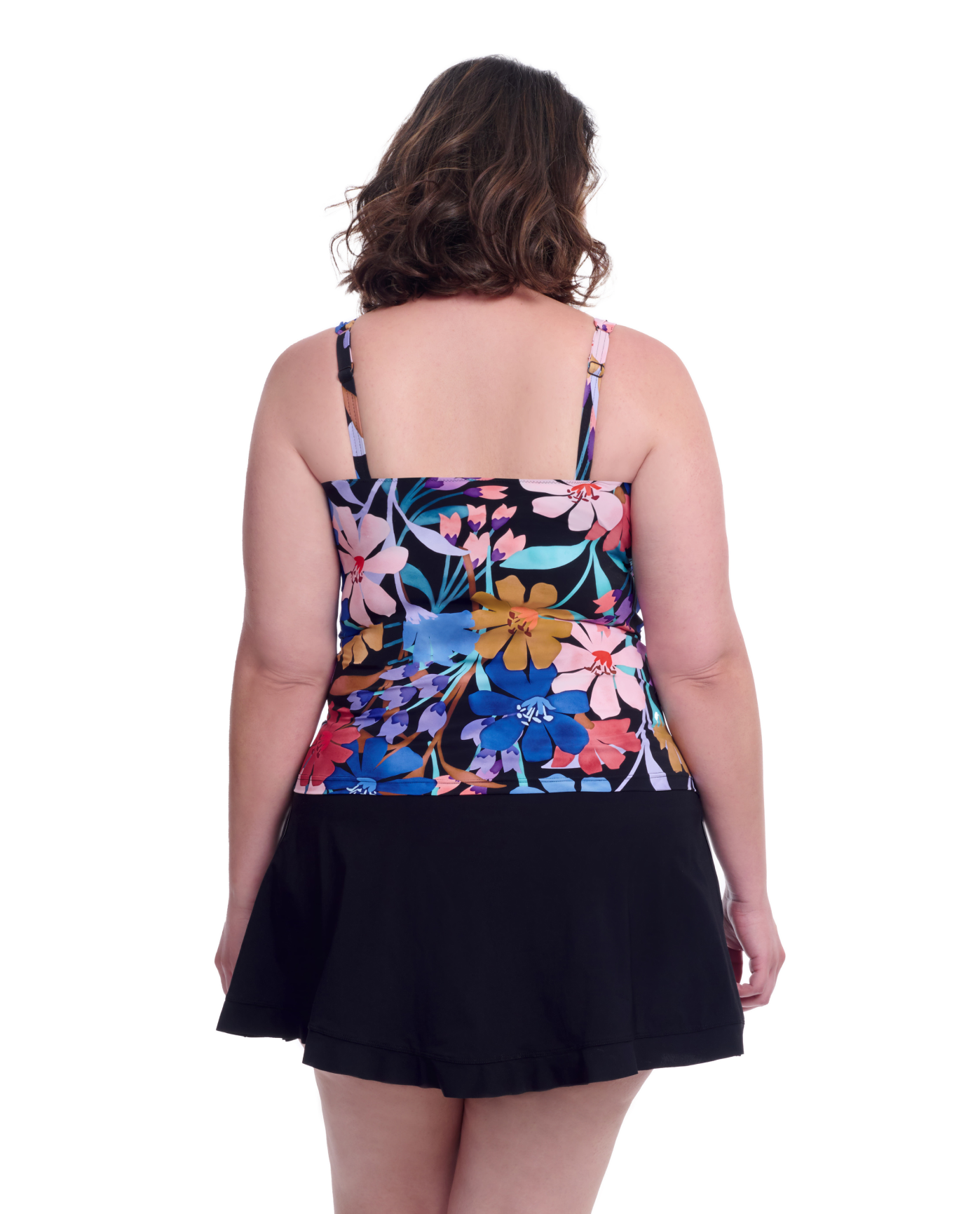 Back View Of Profile By Gottex Melody Plus Size Sweetheart Underwire Tankini Top | Profile Melody Black Multi
