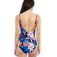 Back View Of Profile By Gottex Melody Asymmetrical Ruffle Surplice One Piece Swimsuit | Profile Melody Black Multi