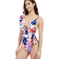 Side View Of Profile By Gottex Melody Asymmetrical Ruffle Surplice One Piece Swimsuit | Profile Melody Multi