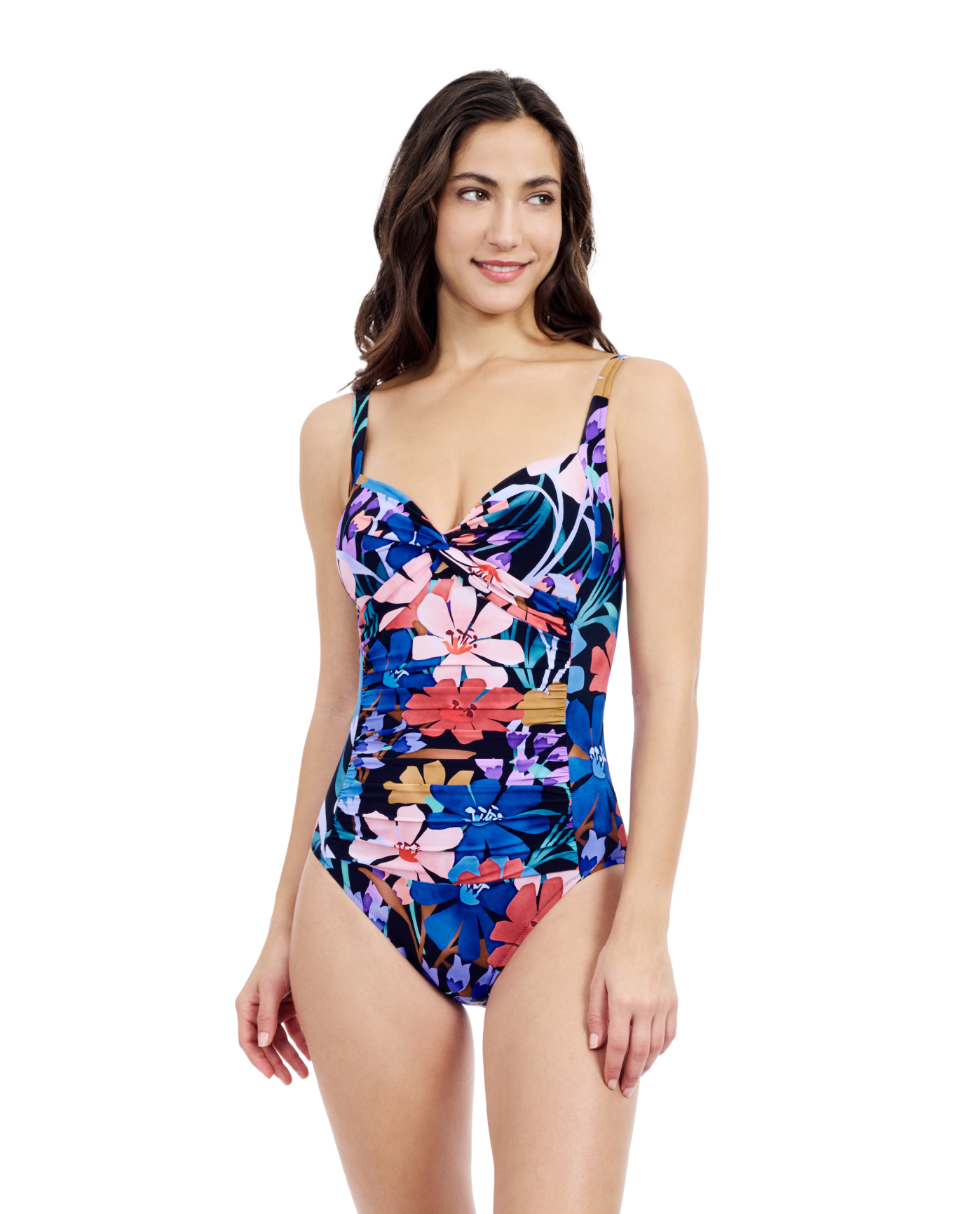 Front View Of Profile By Gottex Melody Sweetheart One Piece Swimsuit | Profile Melody Black Multi