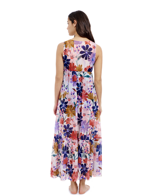 Back View Of Profile By Gottex Melody V Neck Cover Up Maxi Dress | Profile Melody Multi