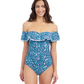 Front View Of Profile By Gottex Juliette Off Shoulder Tankini | Profile Juliette Teal