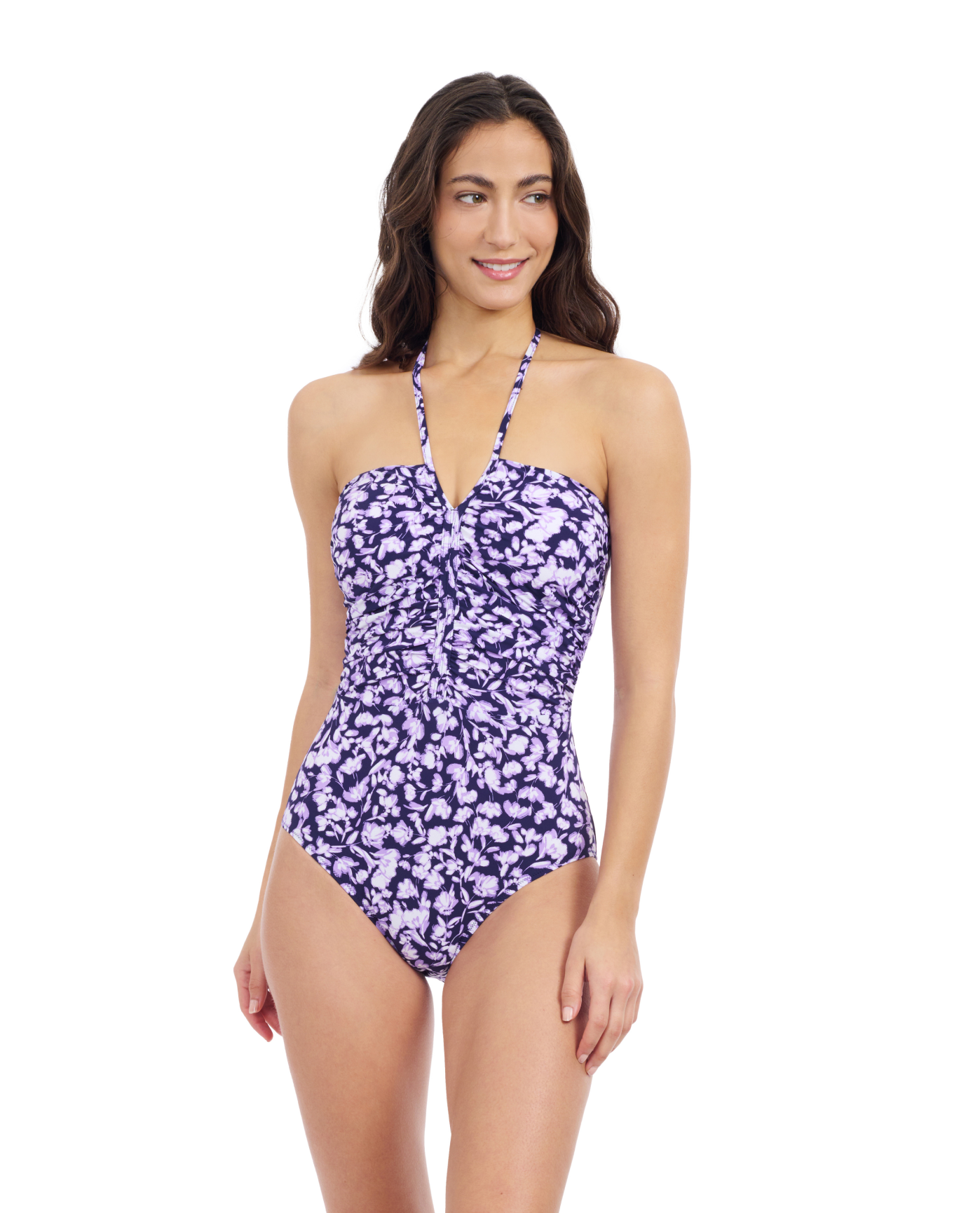 Front View Of Profile By Gottex Juliette Bandeau One Piece Swimsuit | Profile Juliette Navy