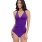 Front View Of Profile By Gottex Solo V Neck Halter Tankini | Profile Solo Violet