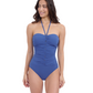 Front View Of Profile By Gottex Solo Bandeau One Piece Swimsuit | Profile Solo Denim