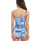 Back View Of Profile By Gottex Karma D Cup Underwire Tankini | Profile Karma Blue Multi