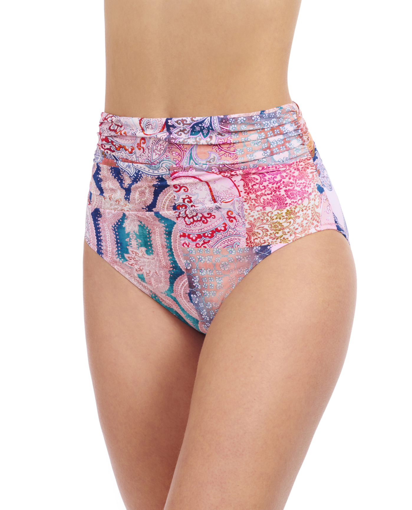 Side View Of Profile By Gottex Karma Shirred High Waist Bottom | Profile Karma Multi