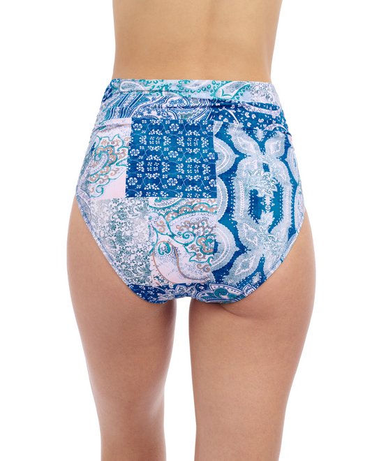 Back View Of Profile By Gottex Karma Shirred High Waist Bottom | Profile Karma Blue Multi