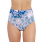 Front View Of Profile By Gottex Karma Shirred High Waist Bottom | Profile Karma Blue Multi