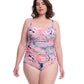 Front View Of Profile By Gottex Karma Plus Size Sweetheart Underwire Tankini Top | Profile Karma Multi