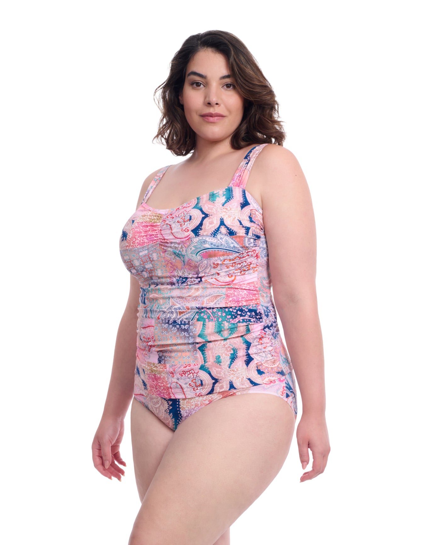 Side View Of Profile By Gottex Karma Plus Size Sweetheart Underwire Tankini Top | Profile Karma Multi