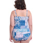 Back View Of Profile By Gottex Karma Plus Size Sweetheart Underwire Tankini Top | Profile Karma Blue Multi