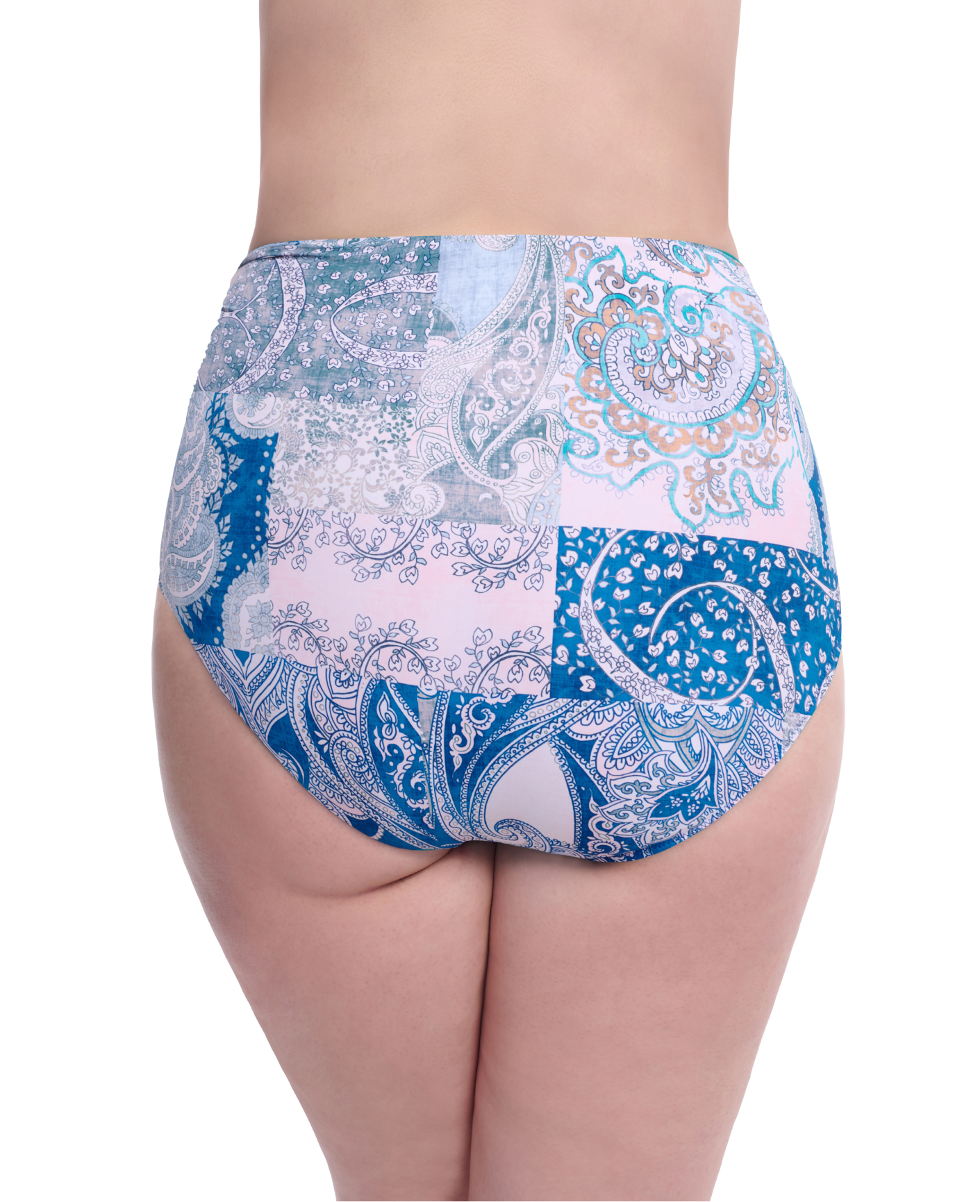 Back View Of Profile By Gottex Karma Plus Size Bottom | Profile Karma Blue Multi