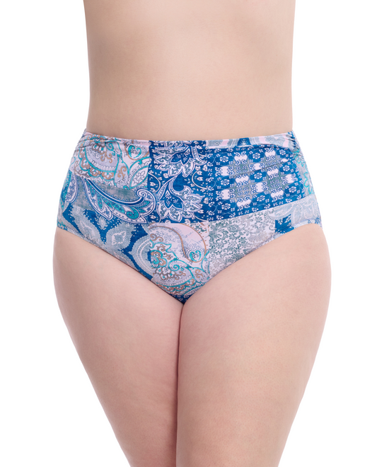 Front View Of Profile By Gottex Karma Plus Size Bottom | Profile Karma Blue Multi