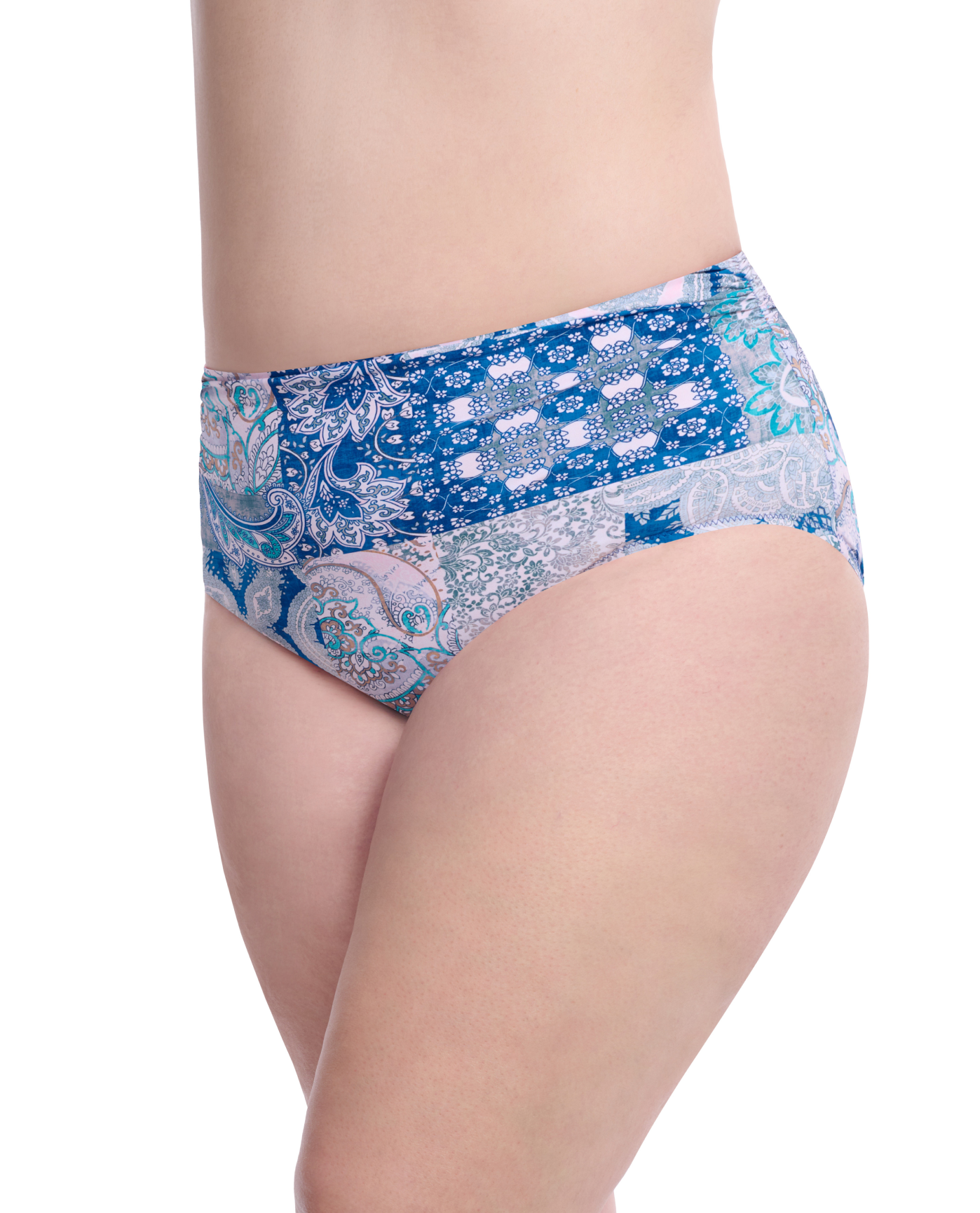 Side View Of Profile By Gottex Karma Plus Size Bottom | Profile Karma Blue Multi