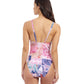 Back View Of Profile By Gottex Karma V Neck One Piece Swimsuit | Profile Karma Multi